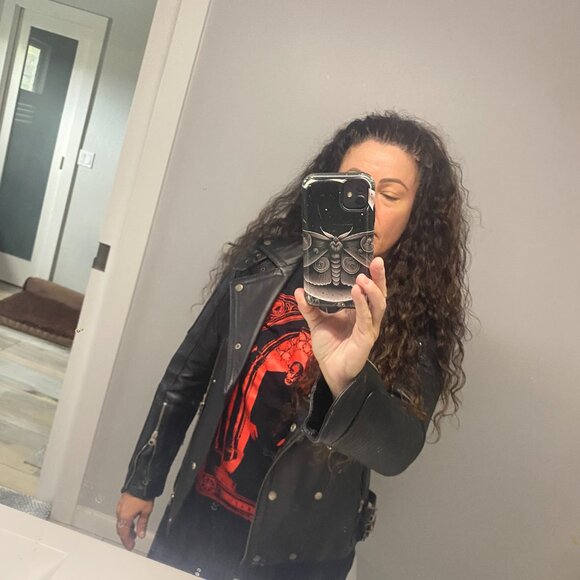 NWOT NEVER WORN Black REAL LEATHER Slim Fit Quilted Motorcycle Biker Jacket - Picture 10 of 10